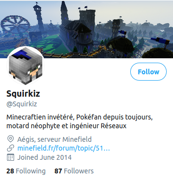 Capture d'écran du compte twitter de Squirkiz